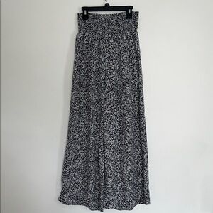 Chic Black and White Floral Flared Pants
